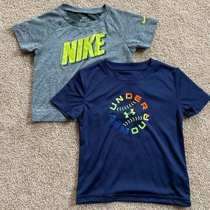 Brand New Bundle of 2 boy toddler active shirts Nike & Under Armour size 2T